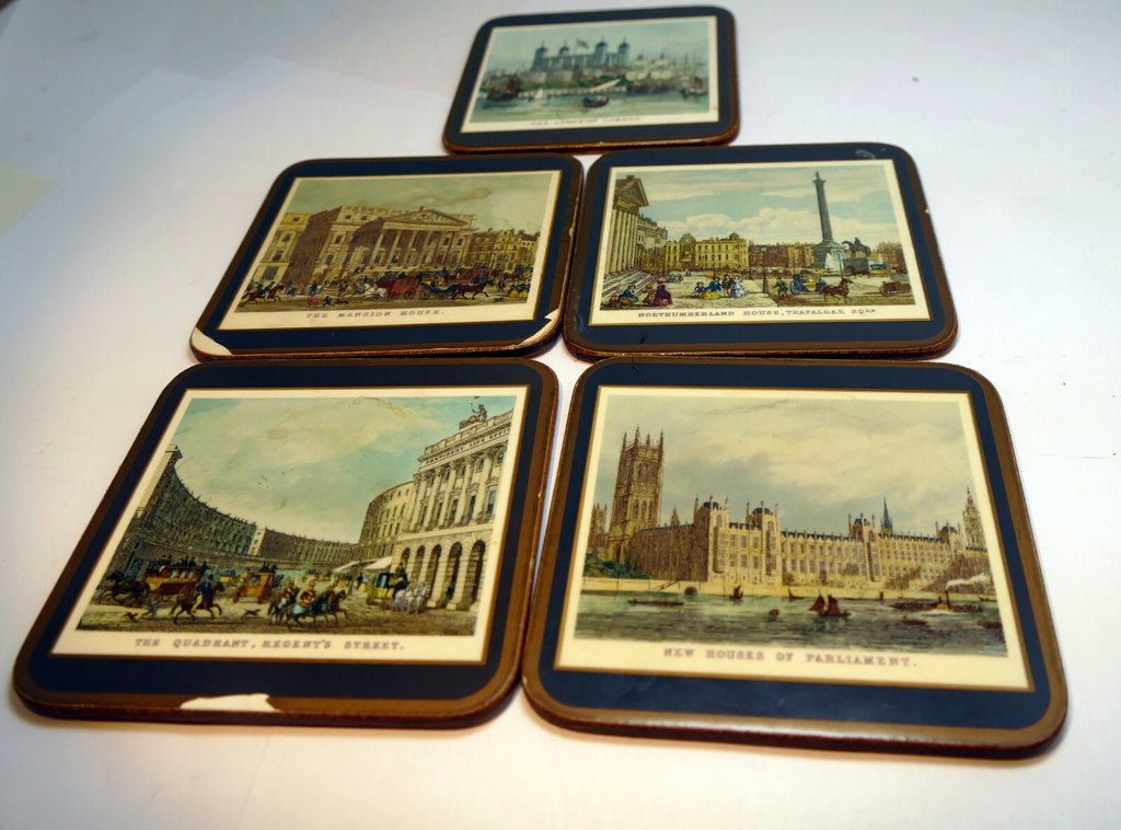 Pimpernel beverage coasters tourist spots england set of 5 square 4" parliament