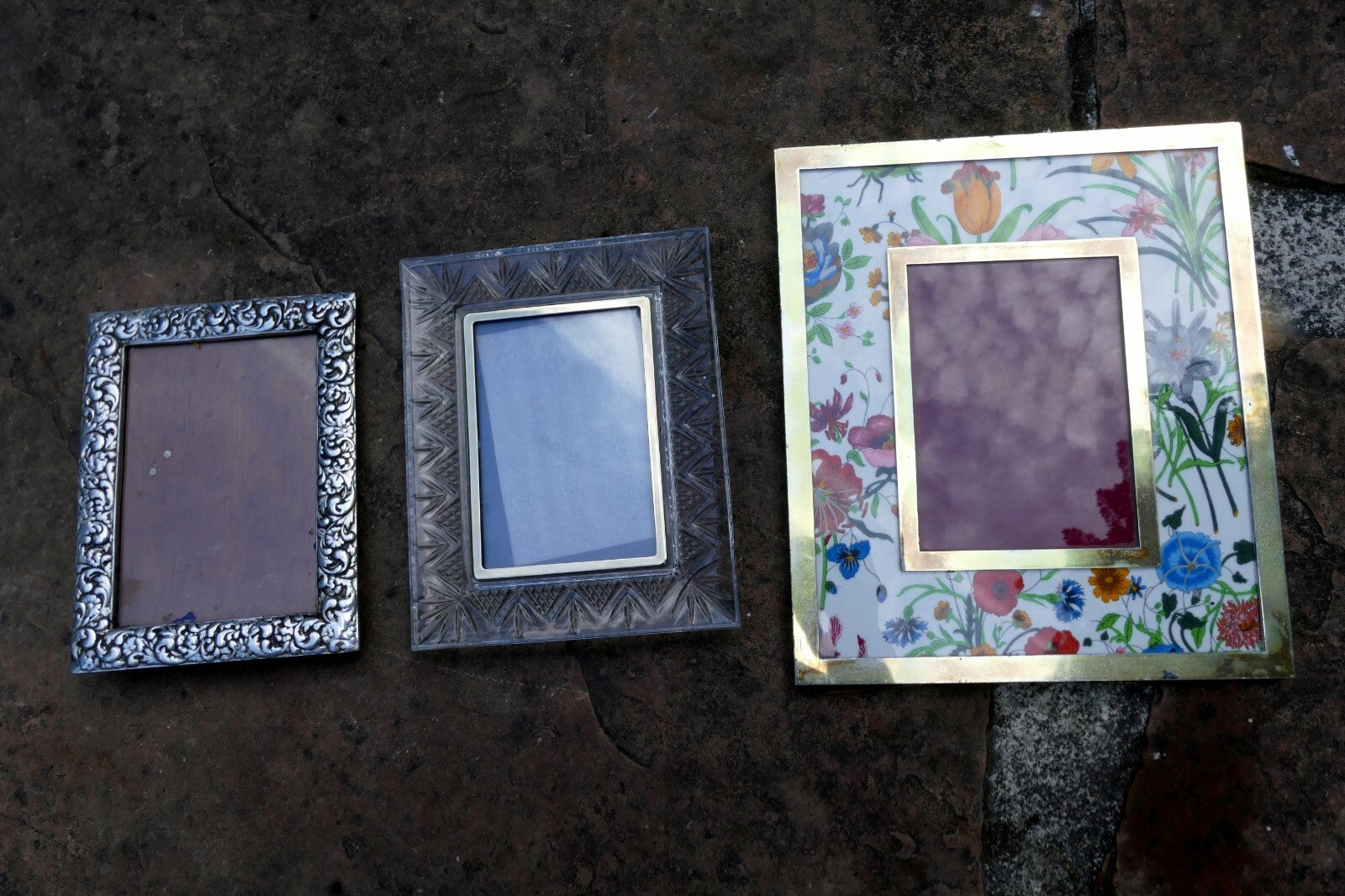 Pack of 3 four metal/glass picture portrait frame 5x7" art photo mixed lot
