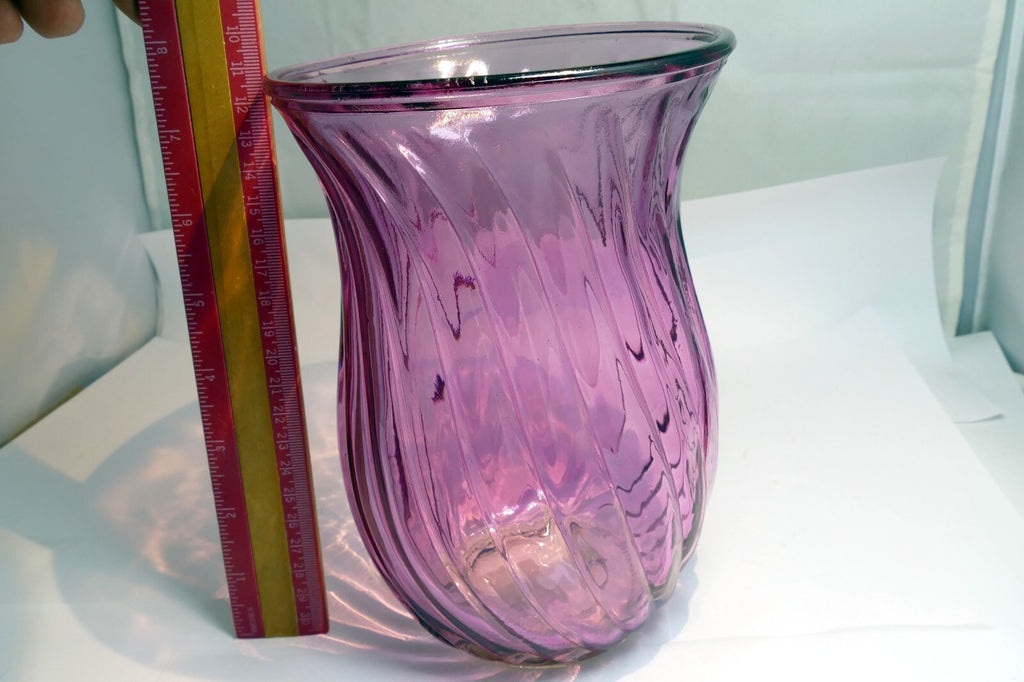 Pink Ribbed Vase Glass 8" high Valentines day 1 800 Flowers