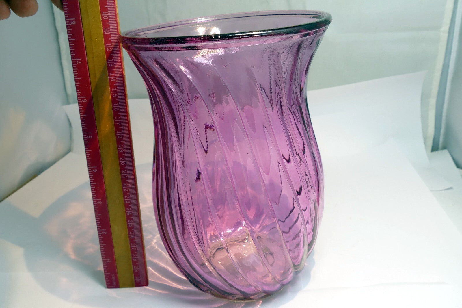 Pink Ribbed Vase Glass 8" high Valentines day 1 800 Flowers