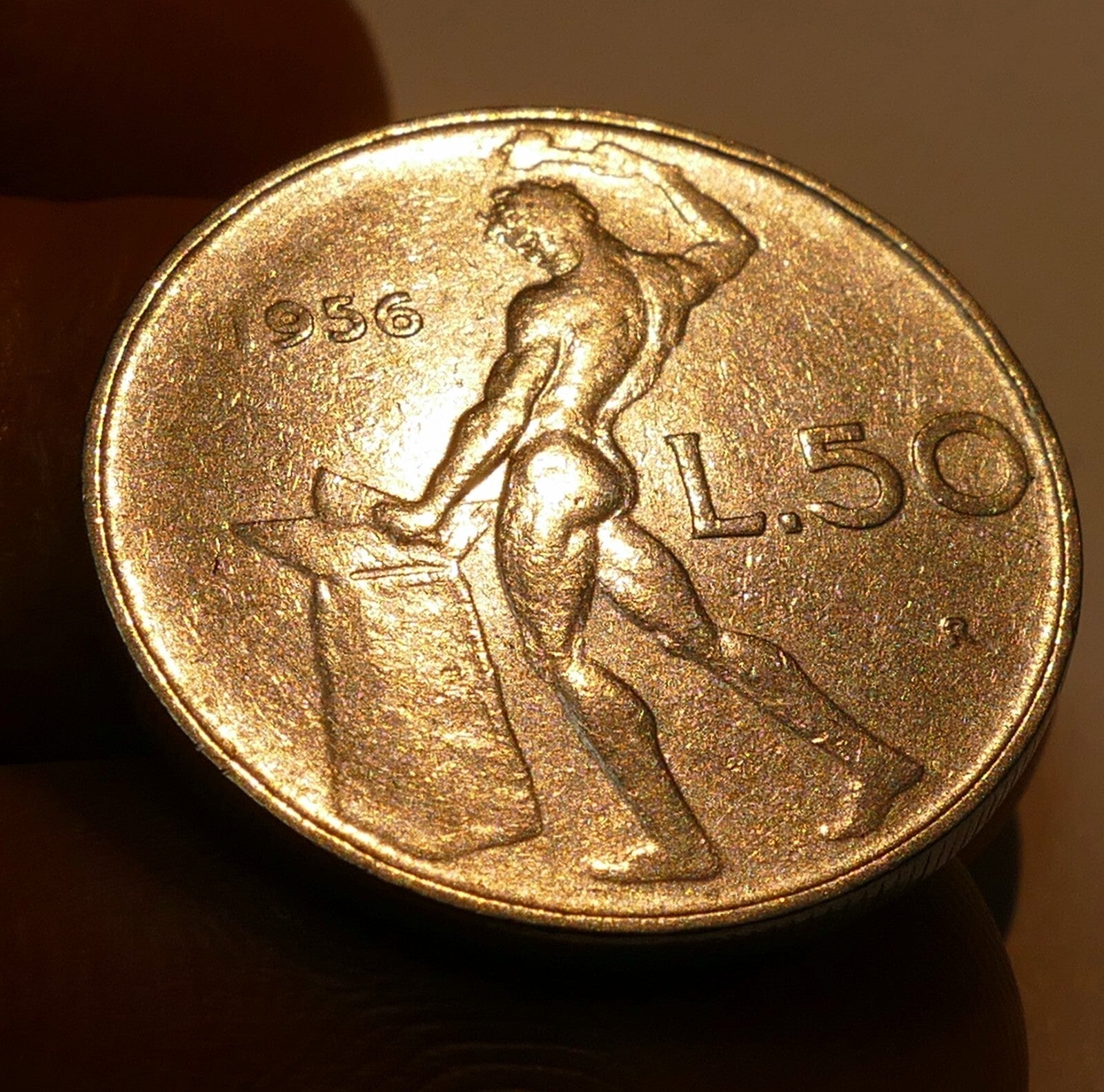 1956 repvbblica italiana l.50 italy italian 50 lire coin italy
