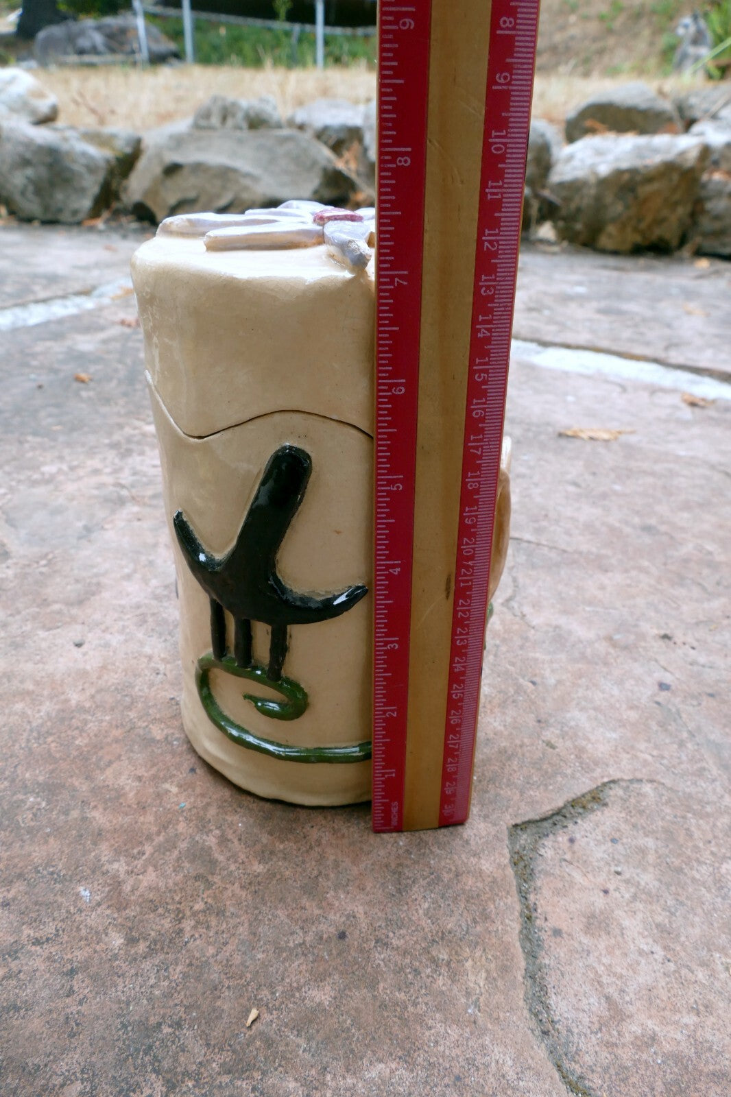 Angela Kung Clay Signed Vase with lid container earbs healing