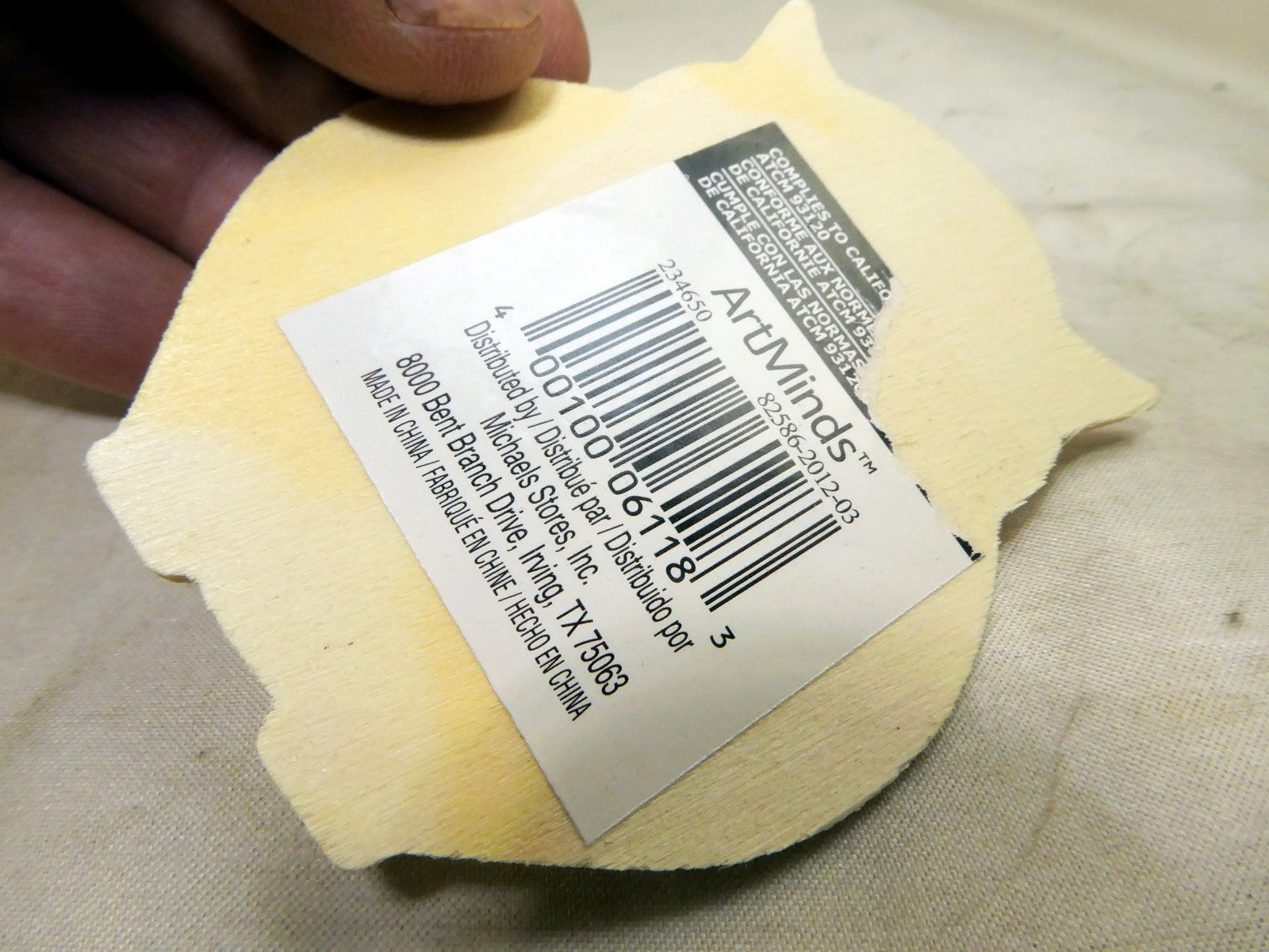 3" Vintage Art Minds wooden owl shape unfinished Crafts 