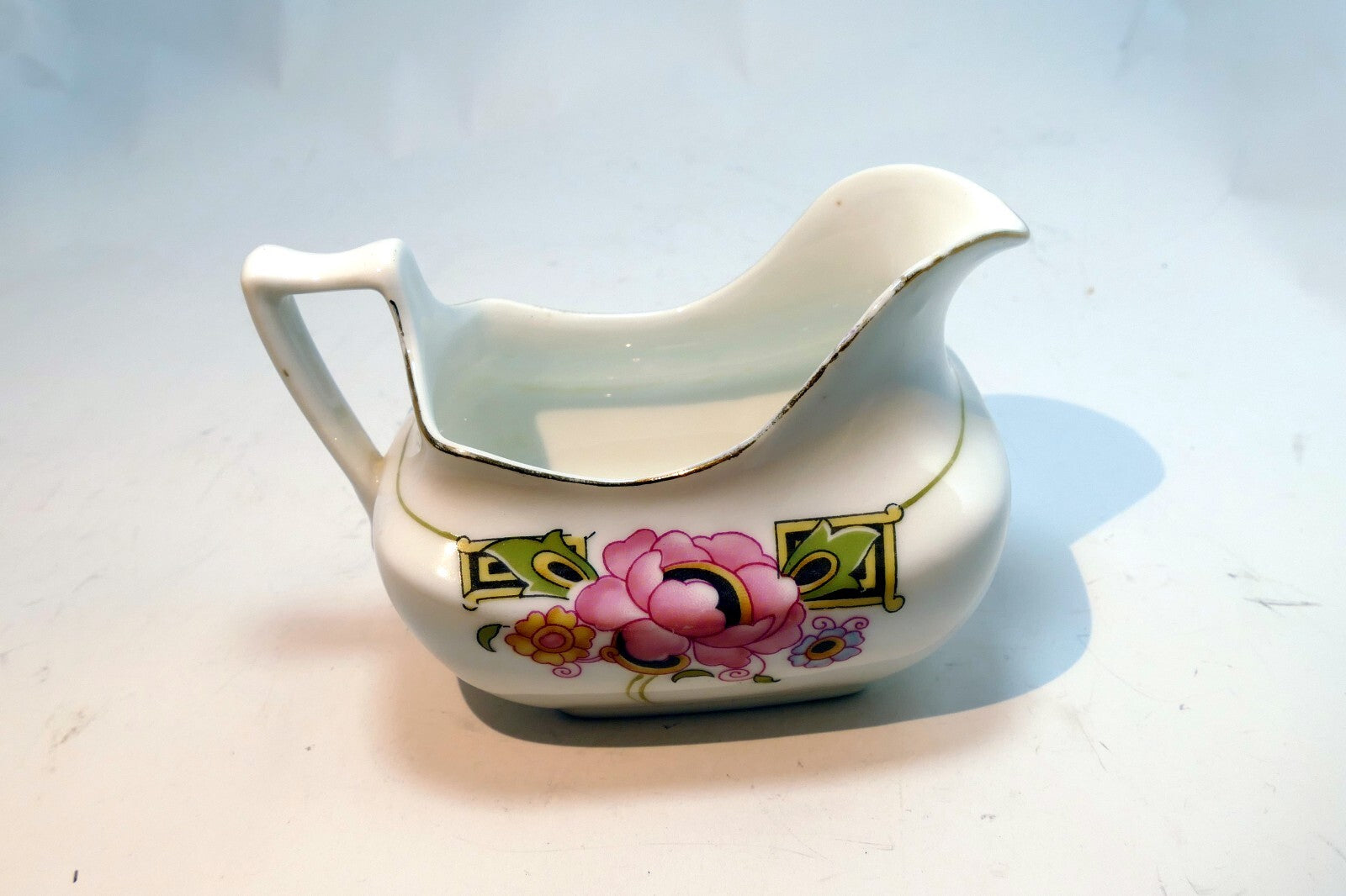 Z.S. & Co Creamer pitcher Flowers Pink with gold trim  made in Bavaria