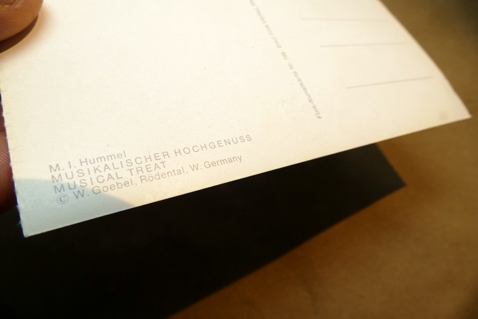 Hummel Musical Treat Boy Postcard W. Germany Art - Unposted - mint