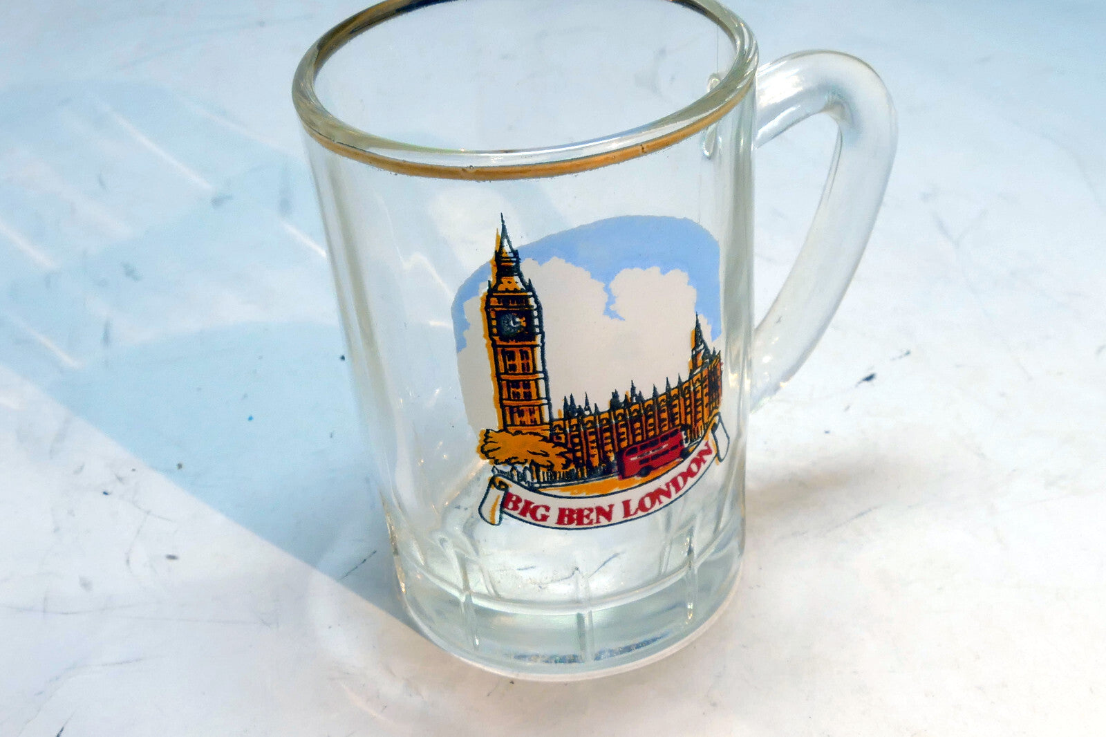 Big Ben London UK Shot Glass Souvenir with Gold Rim 3oz