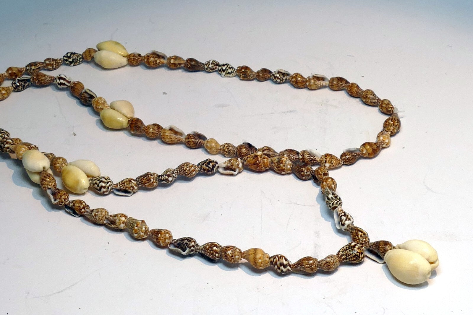 Cowrie Shell 17" Necklace Lei Jewelry Boho Surfer Brown-White glossy California