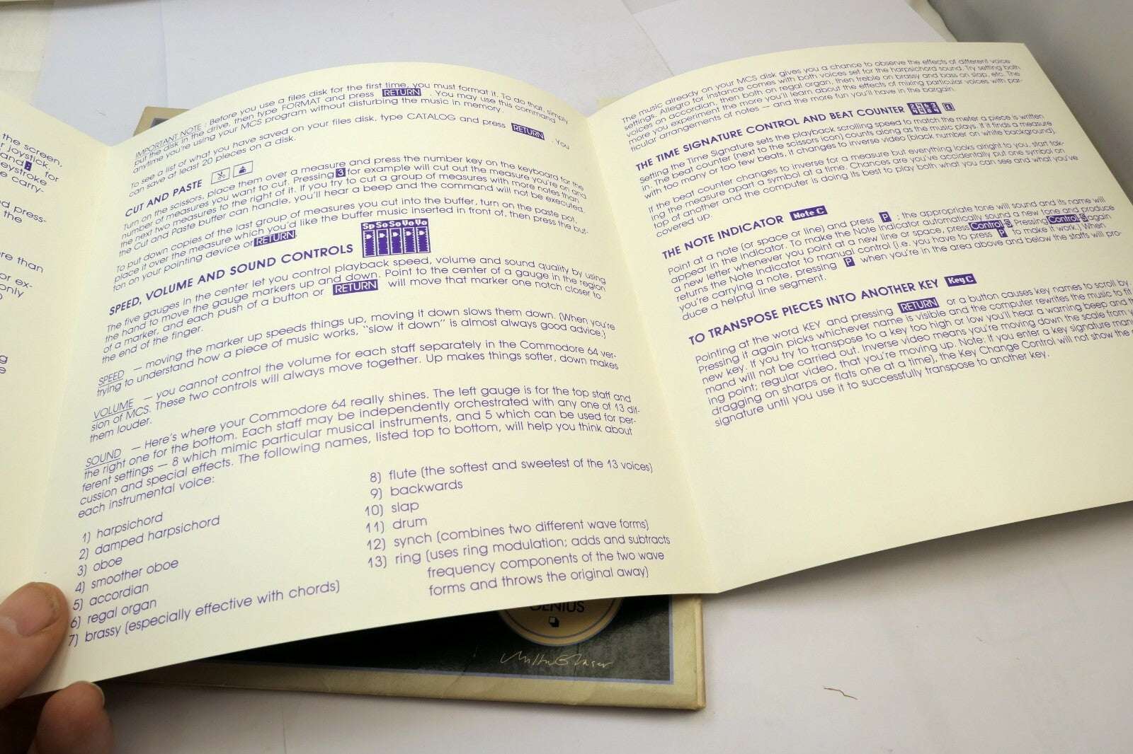 Music Construction Set guide book