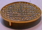 Textured gold tone belt buckle cubic zirconia sparkle 5x7cm large