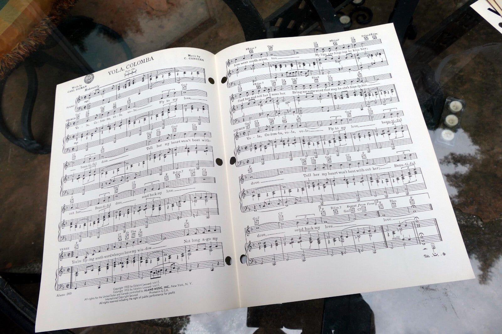 Vola, Colomba by C. Concina   1953  Sheet Music Edizioni Leonardi