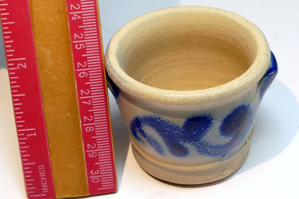 Blue Ceramic tealight candle holder  vintage clay pottery 2"