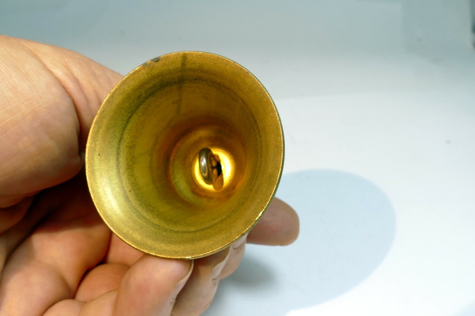 1.5" Solid Brass metal School Diner Bell with wooden handle missing clapper 