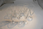 Lot of 7 Clear Crystal Goblets Cut Grape Ridges 1 oz Footed  Goblet small  set