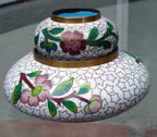 Cloisonne ashtray small tray enamel brass 3x3.x1"