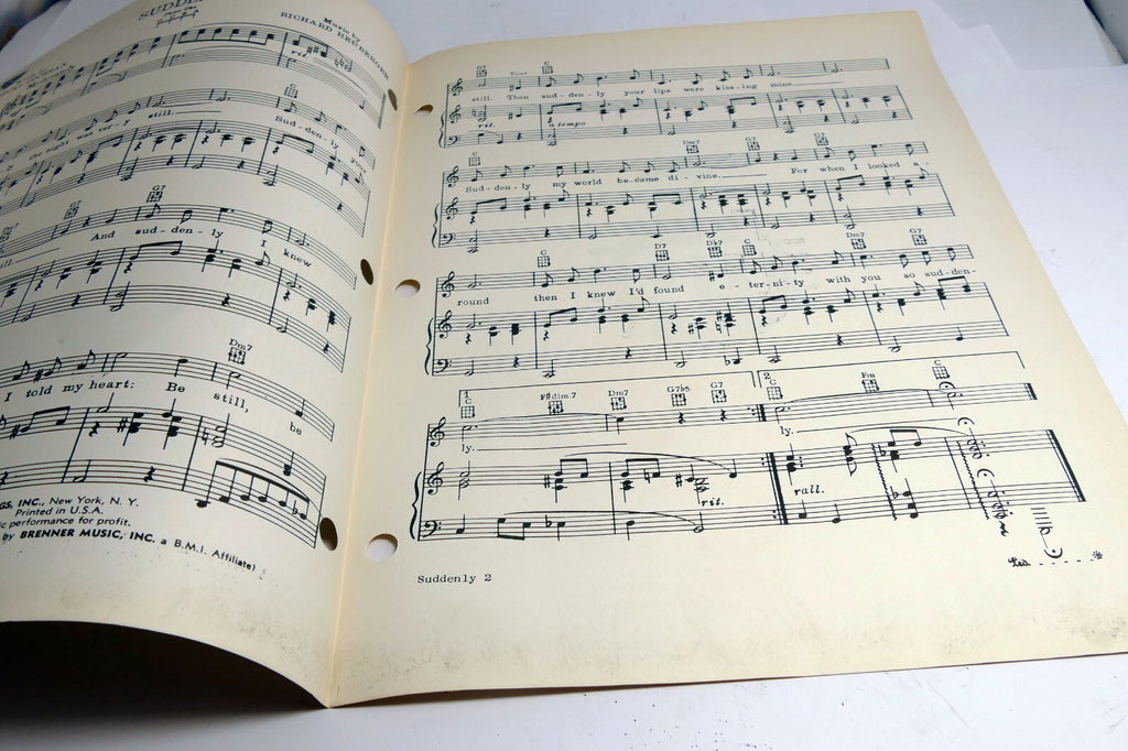 Suddenly Dorcas Cochran Richard Heuberger   sheet music 1953