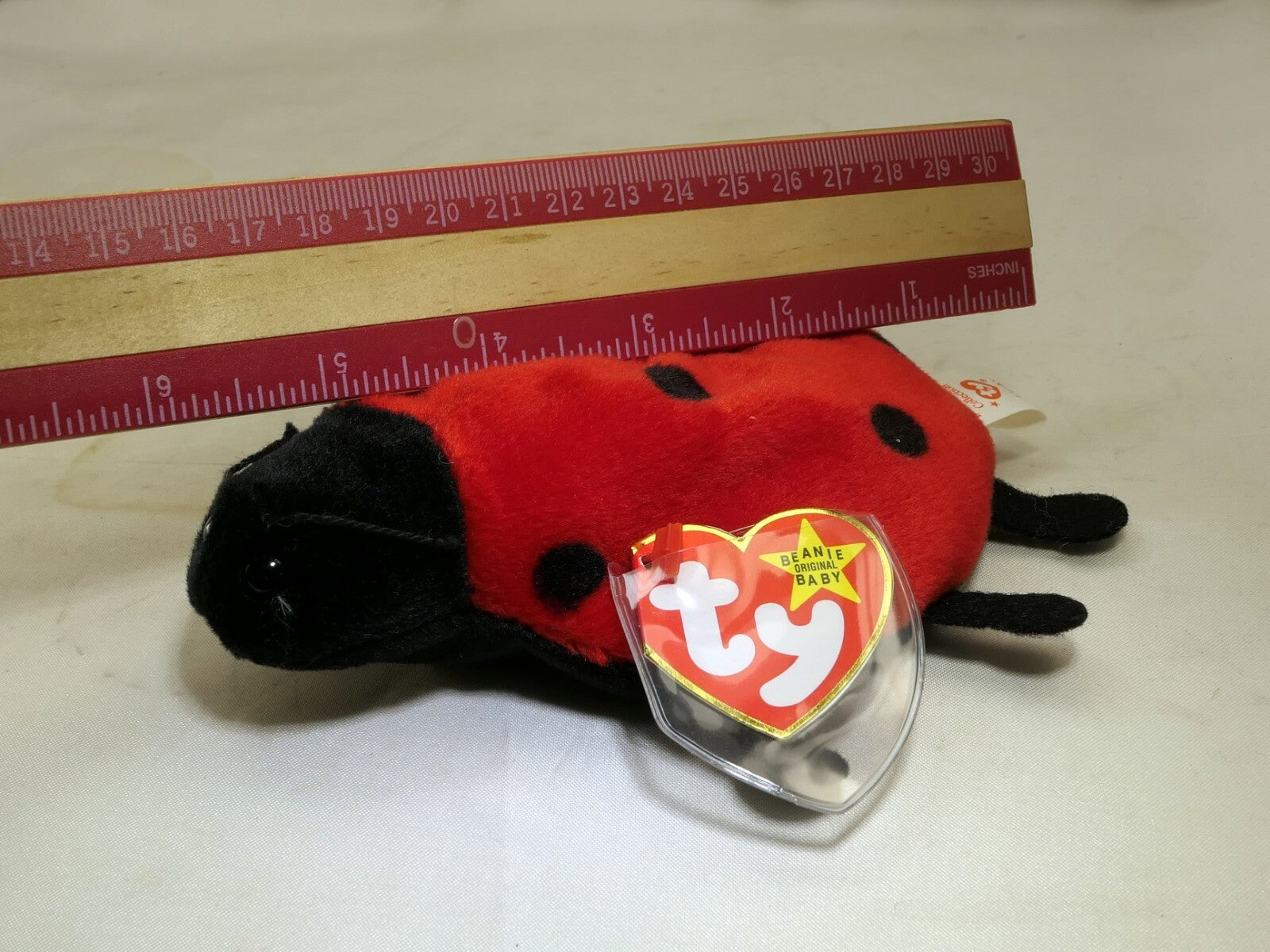 TY Lucky Beanie Baby With Tag Year 1993 ERROR  5-1-1995  Plush Toy Lady Bug
