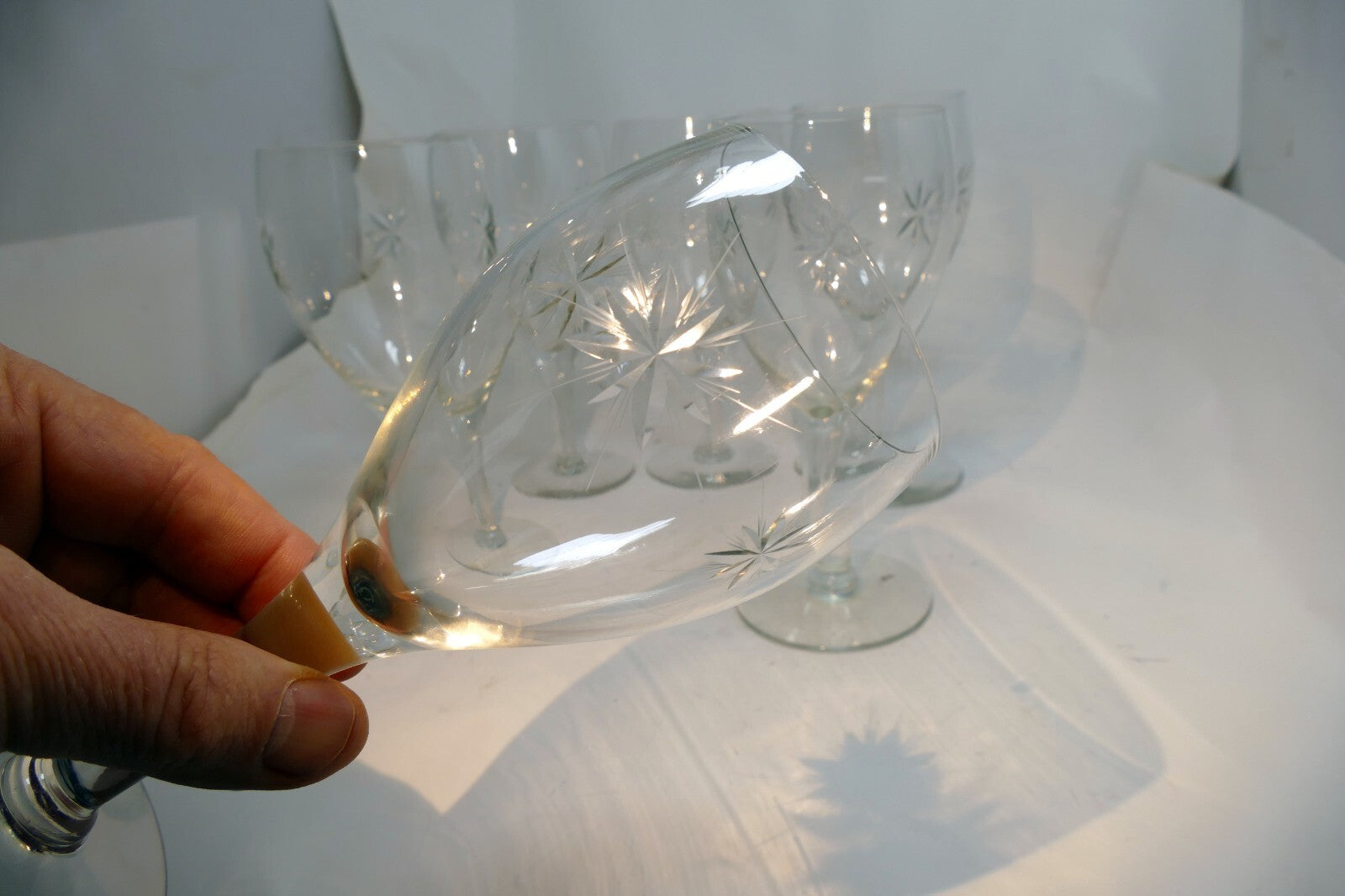 Tiffin-Franciscan Six Point Star Wine Glass Goblet  718403 set of 6 lot twinkle