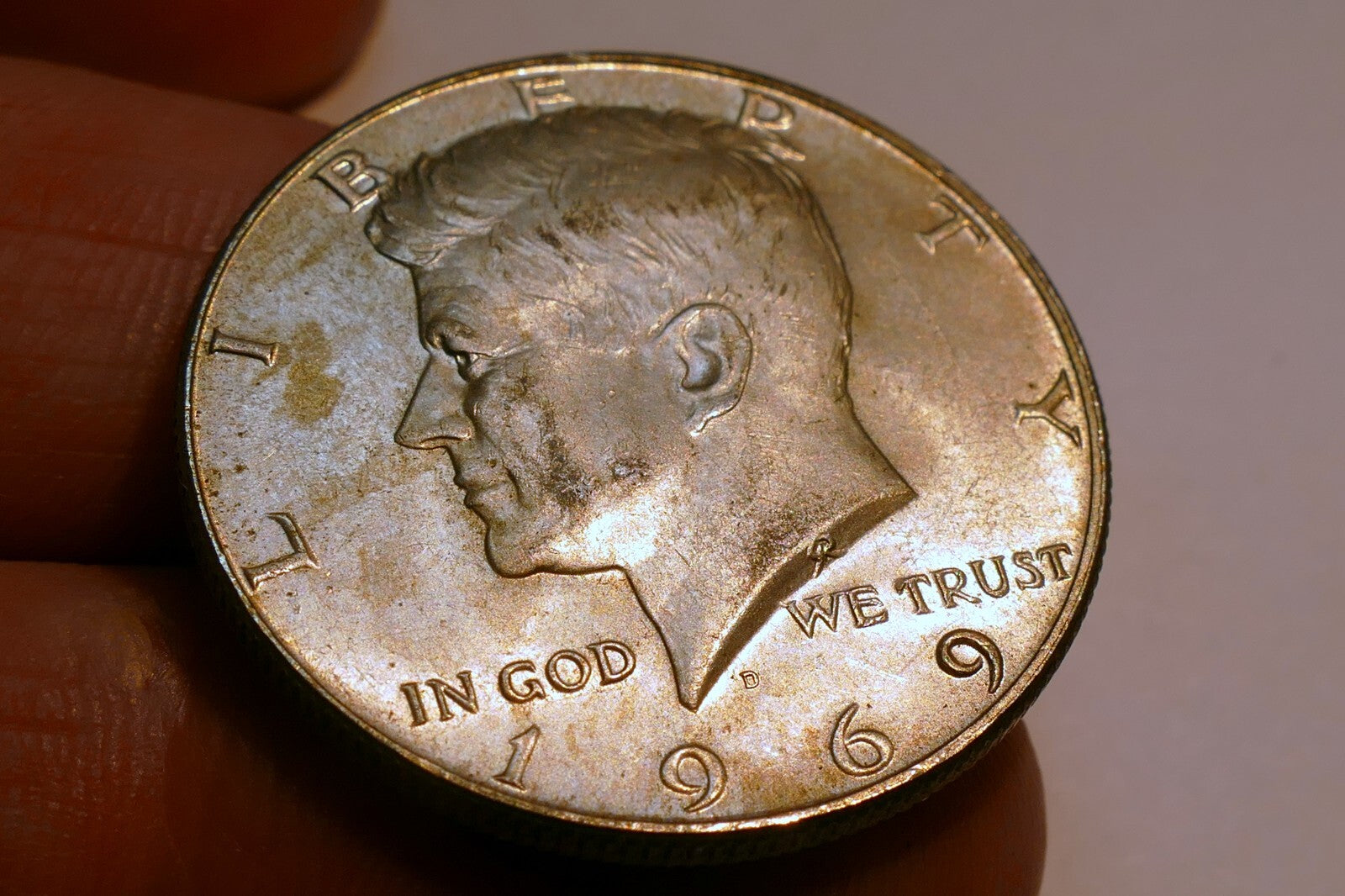 1969 - D Kennedy  half dollar coin US 40 % SILVER 60 % Copper