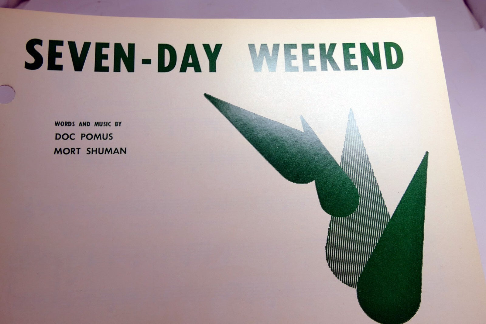 Seven day weekend doc pomus mort shuman 1962 sheet music