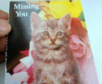 Missing you postcard animal shelter north shore league adopt a pet kitten 1980's