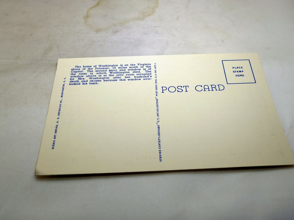 Post Card Washington's Mansion Mt. Vernon VA 134 unposted 1940's Linen house