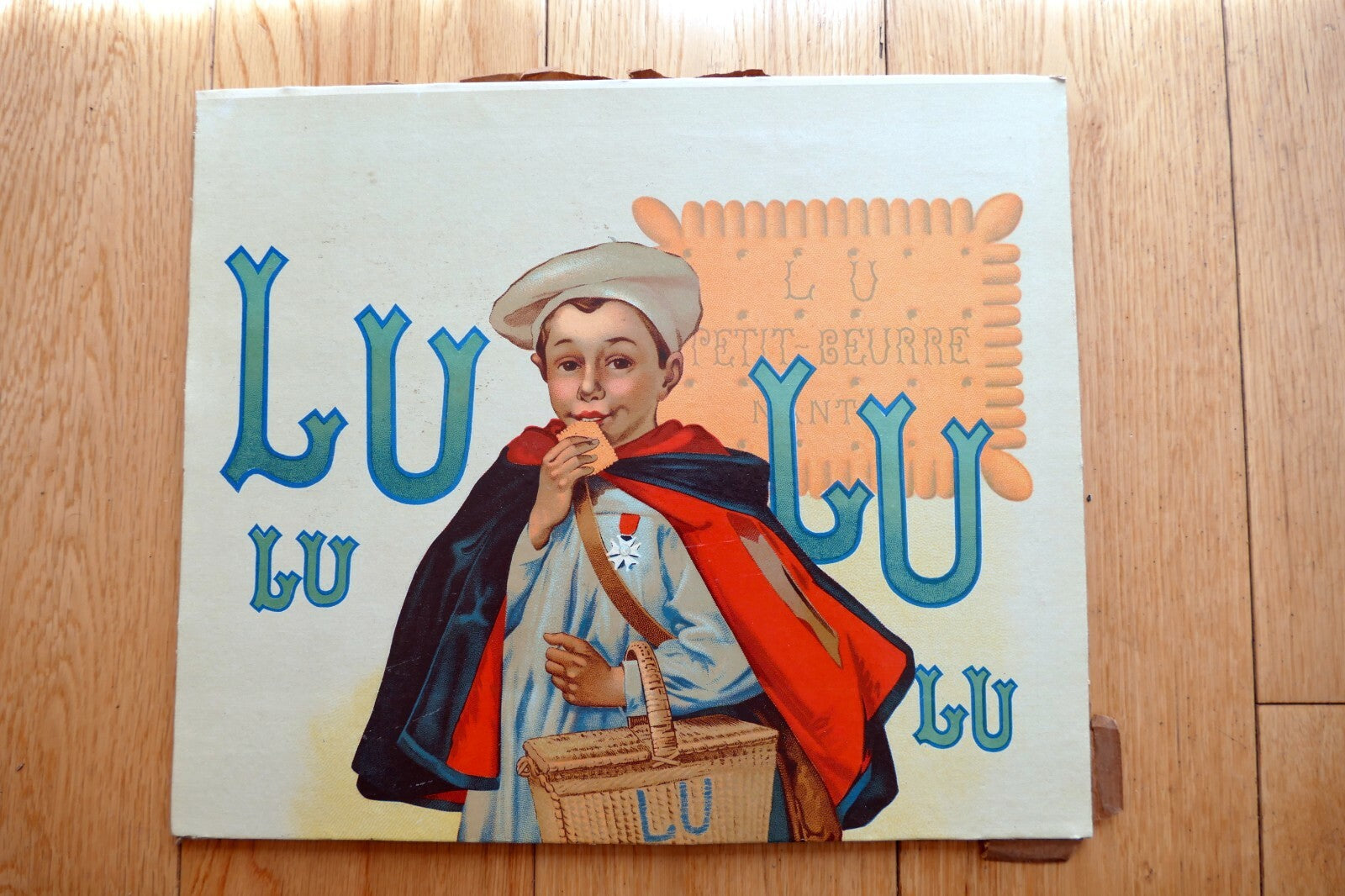 Lu Lu Biscut Poster only upper half Firmin Bouisset COOKIES 1930 - AS IS damaged