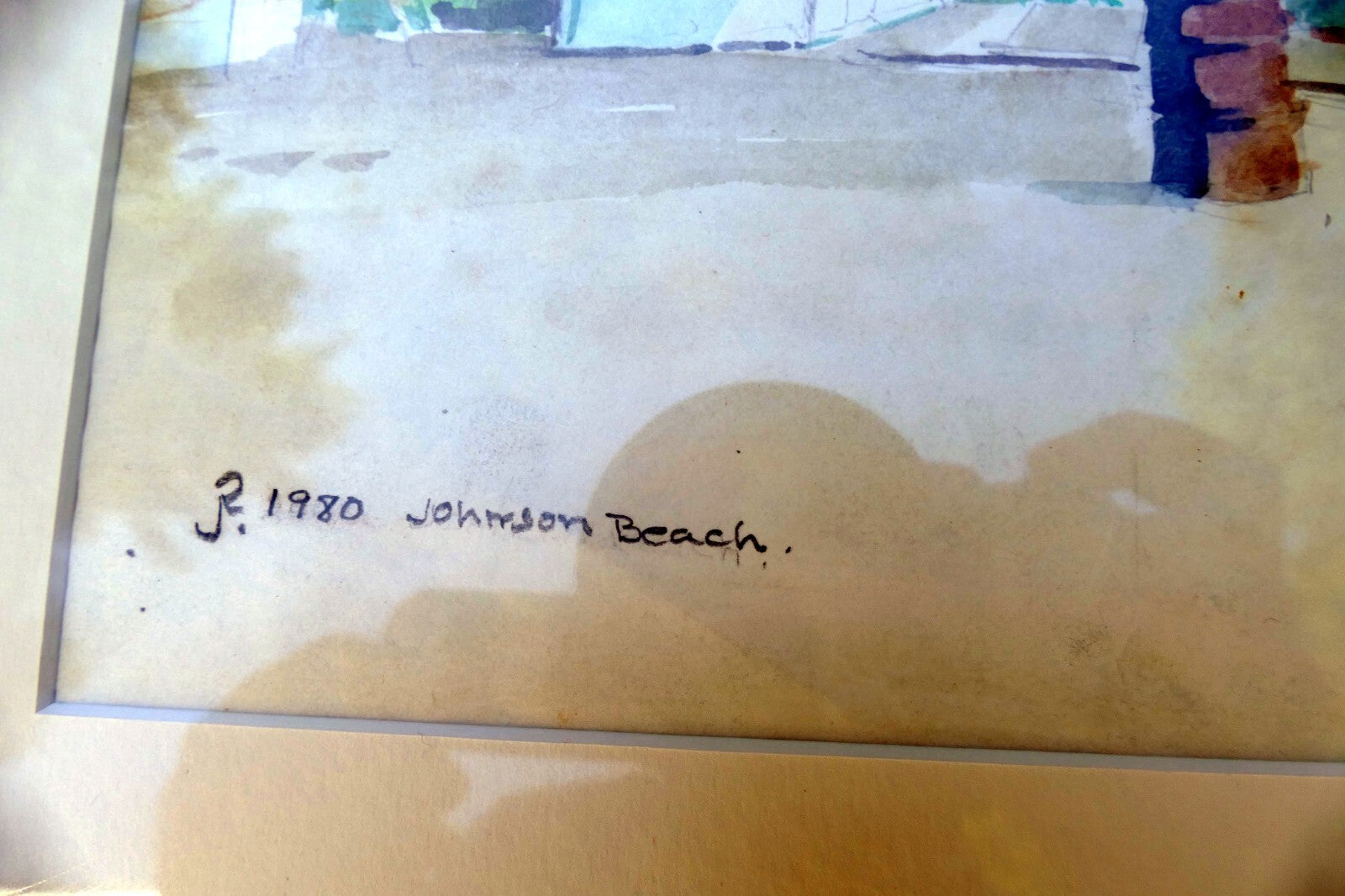 Johnson Beach original watercolor painting 1980 signed by  JR