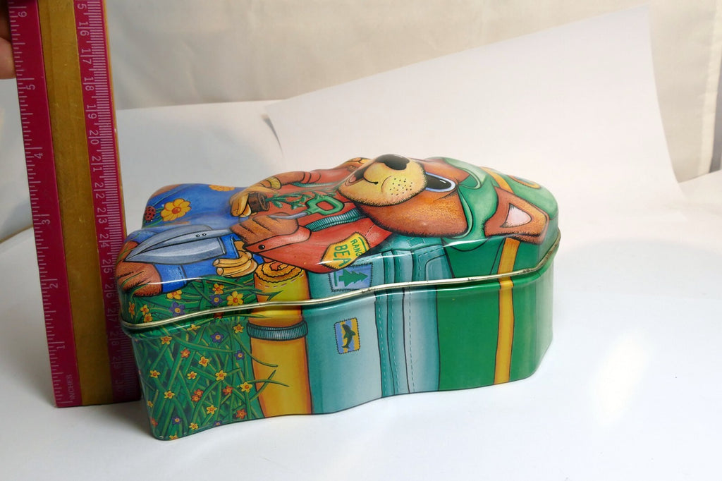 Metal Tin/Container Cookie/Biscuit Bear Ranger Boy Scout  4X7"