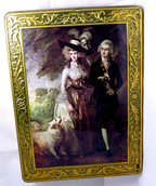 Kalar strudel decorative tin victorian couple with dog walk 9x12" large