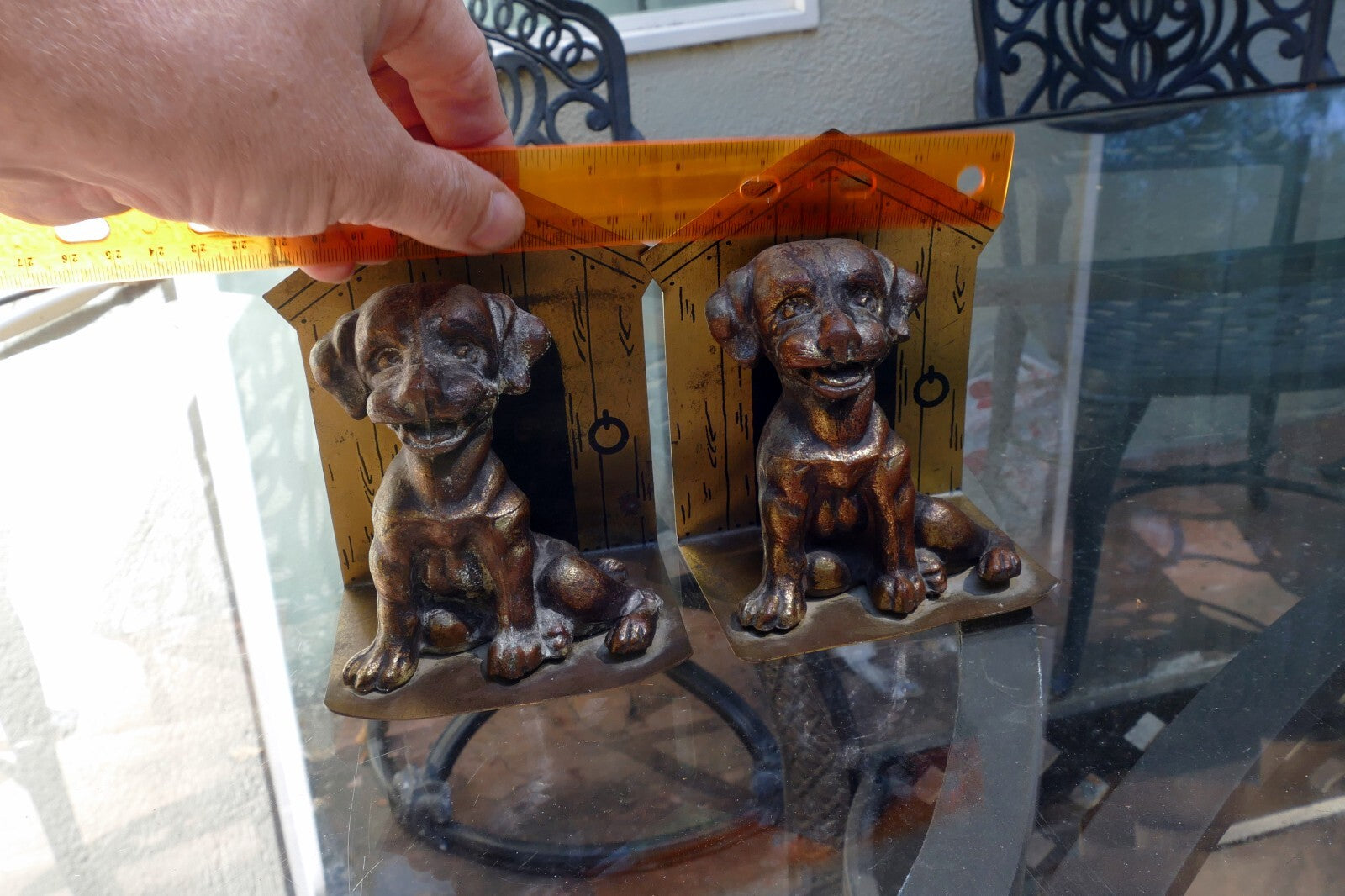French Bulldog Puppy Dogs Solid Brass Bookends solid metal vintage 4X5"