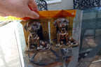 French Bulldog Puppy Dogs Solid Brass Bookends solid metal vintage 4X5"