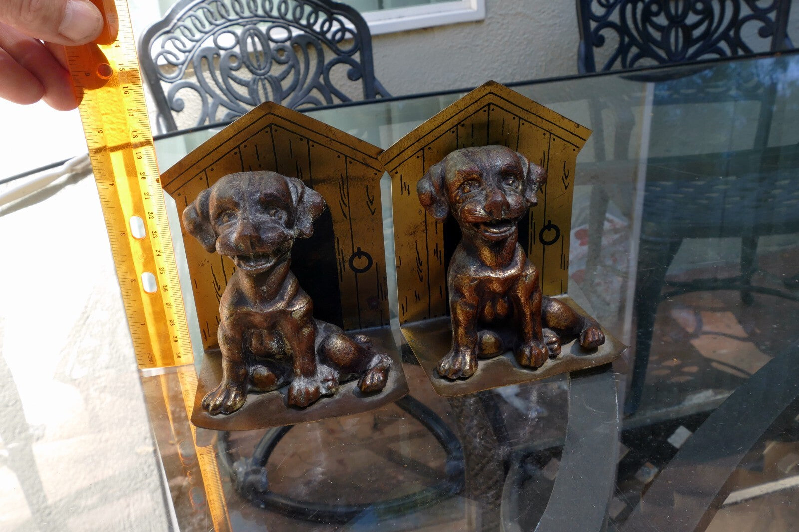 French Bulldog Puppy Dogs Solid Brass Bookends solid metal vintage 4X5"