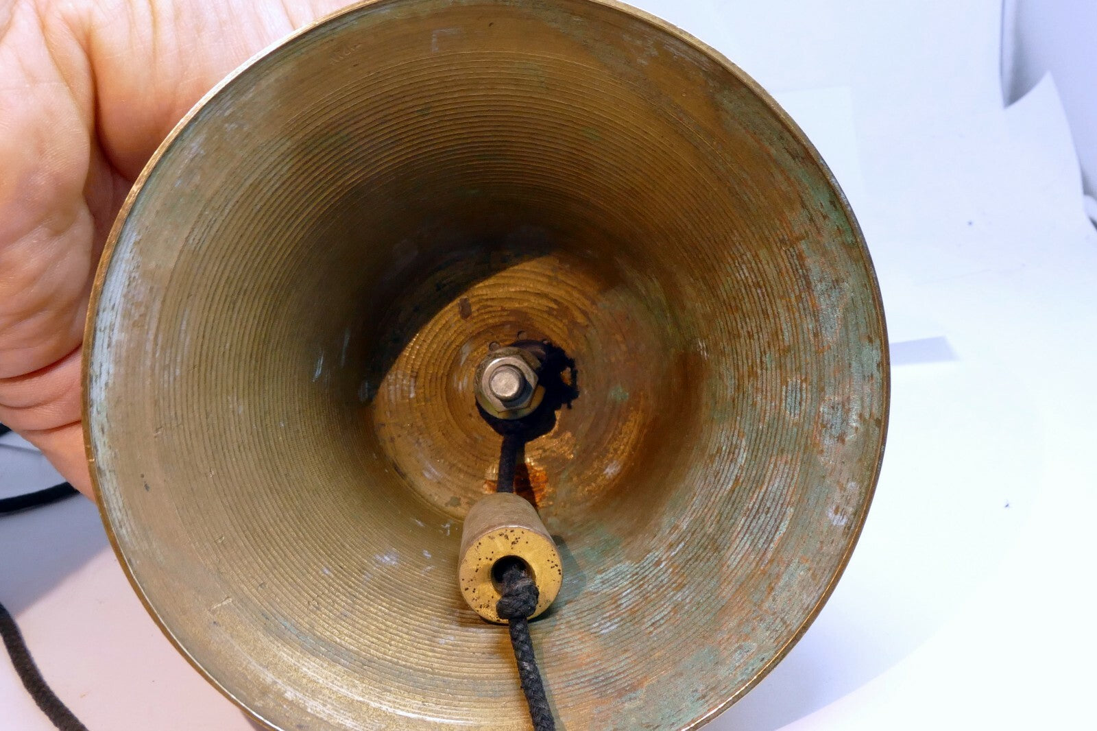 4" Solid Brass Doorbell Hanging Entry Wall Decor Vintage  missing handle 