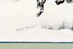 Running Bucker signed Frederic Remington cowboy on a bronco unframed 13X17"