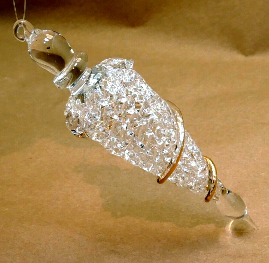 Christmas silvestri crystal icicle glass gold 4.5" hanging ornament