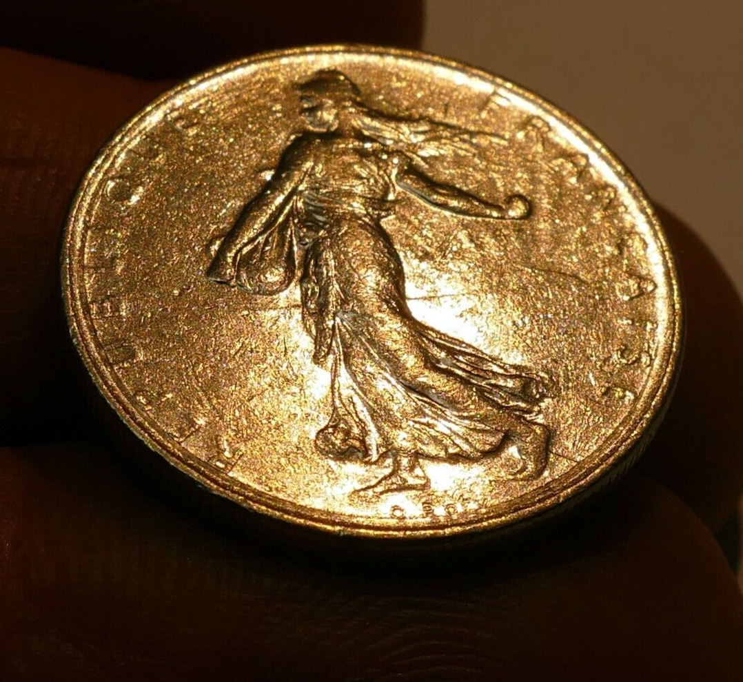 1971 france 1 franc coin world circulated used