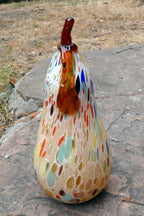 Empoli Maestri Vetrai Mottled Confetti Art Glass PEAR Fruit  Yellow Blue Brown