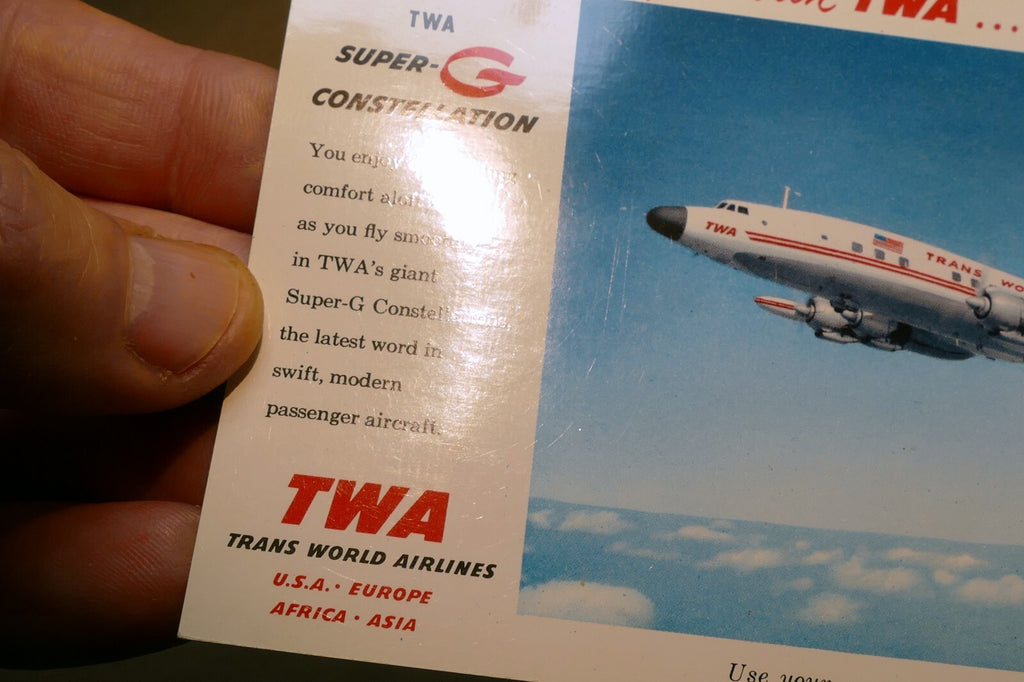 Lockheed Super G Constellation TWA Airlines ADD Postcard unposted