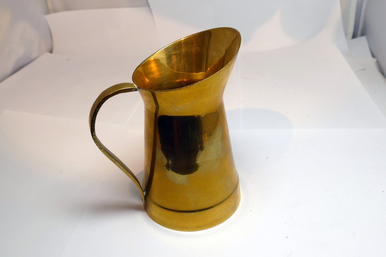 Vintage Small Brass Pitcher With Handle 5" Tall Creamer Size small