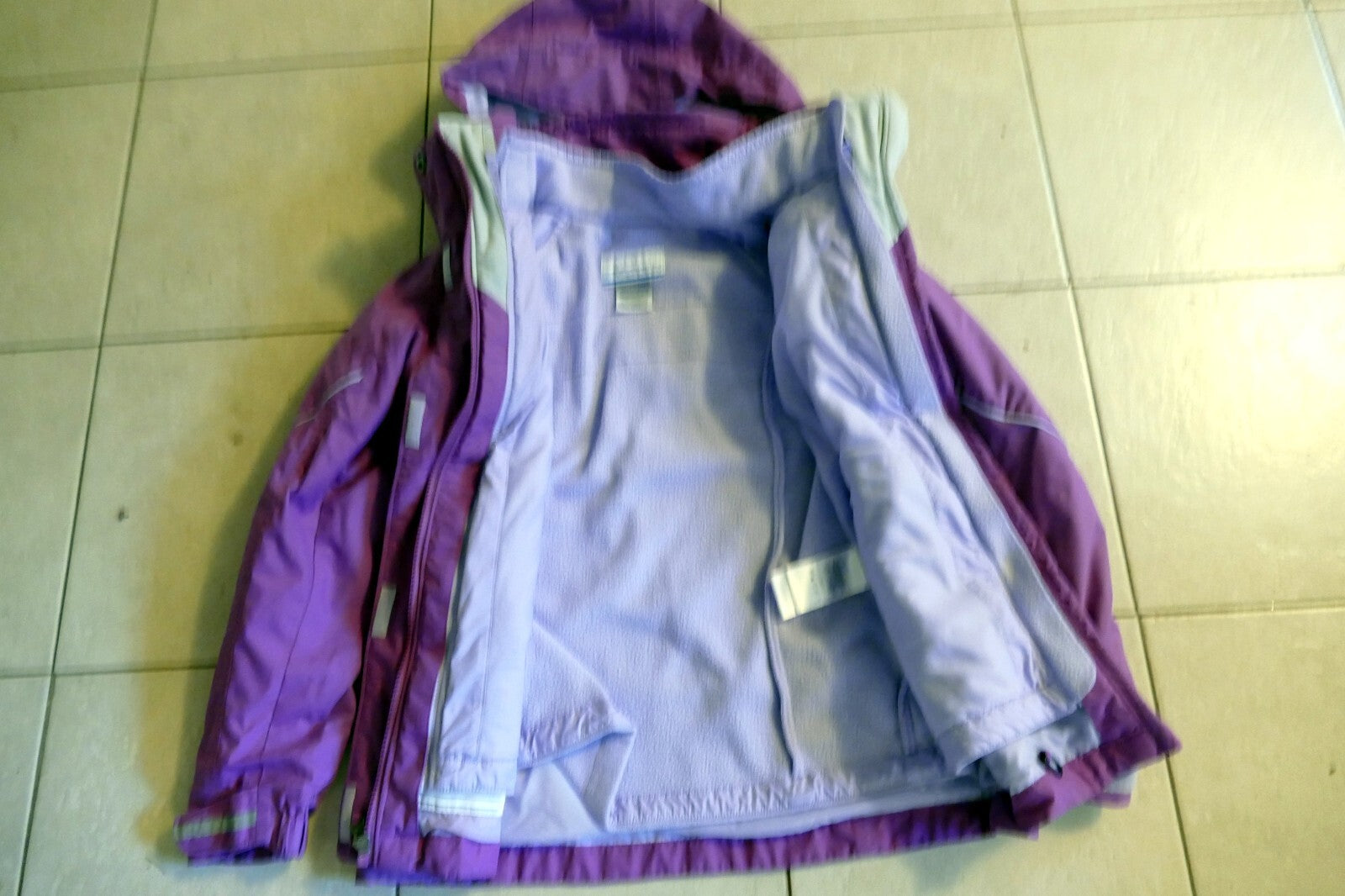 Columbia Girl's warm Zip Up Jacket Sz. M 10/12  Purple removable inner felt