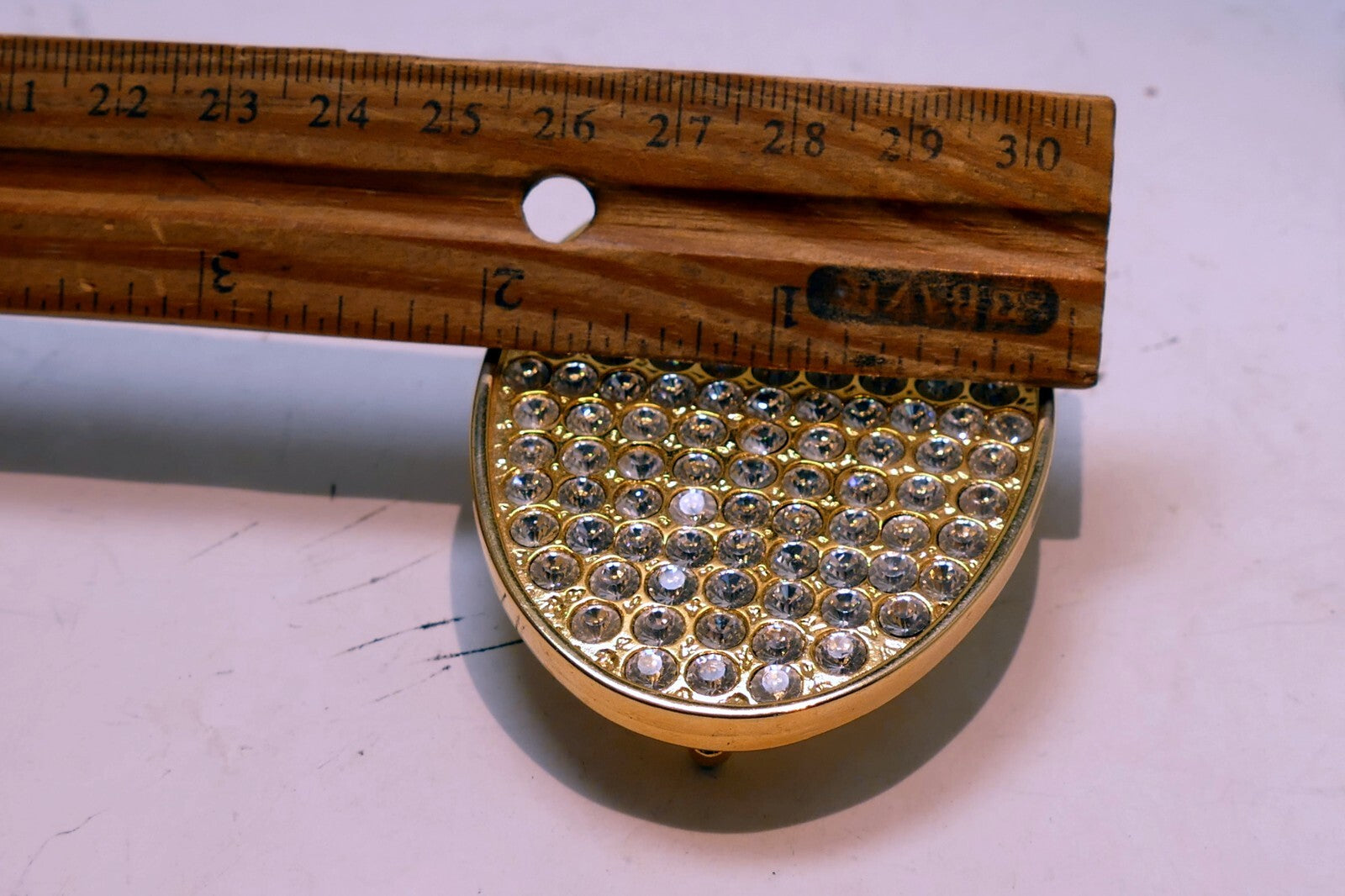 Textured Gold Tone Belt Buckle Cubic Zirconia Sparkle 5X7cm large