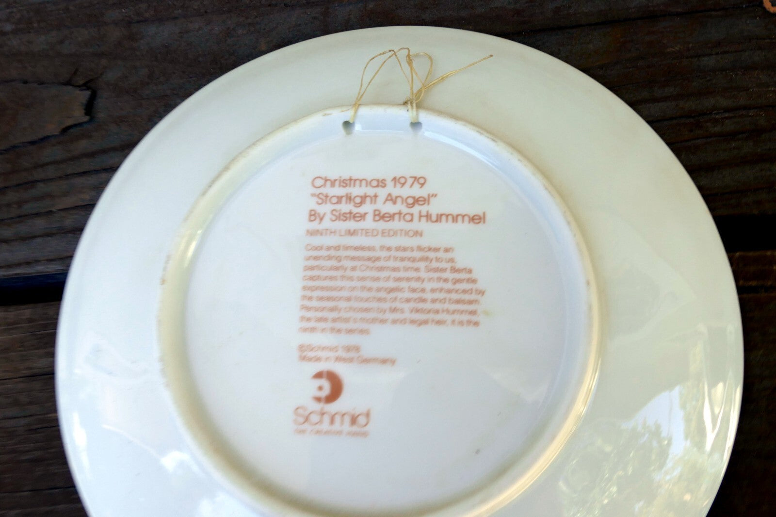Sister Berta Hummel Starlight Angel Plate 1979 Christmas