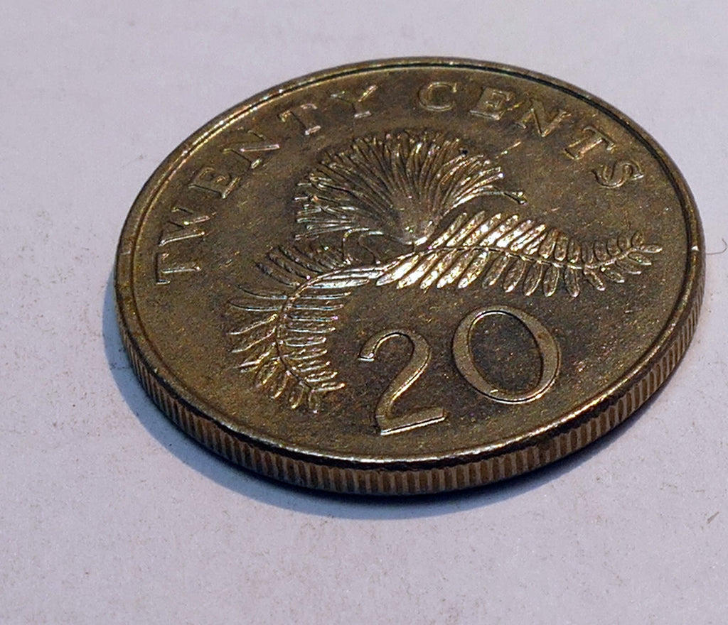 1996 singapore 20 cents powder puff plant coin