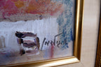 Albert Goldman signed Fiddler on the Roof 8X10" framed Oil Painting Israel