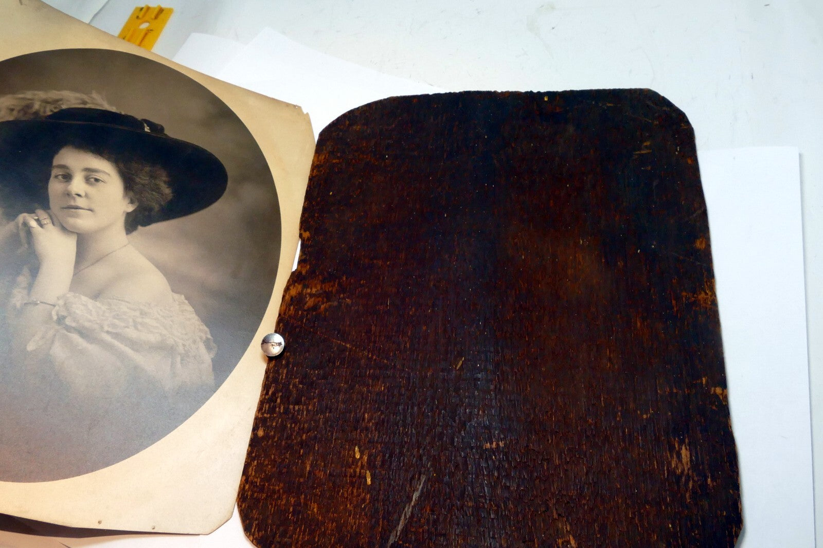 ANTIQUE PHOTO PICTURE San Francisco USA Woman Lady Derby Feather Hat 8X10" 1880'