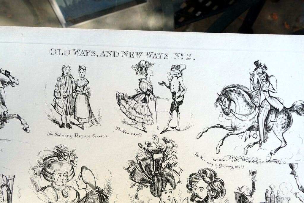 Old WAYS and NEW WAYS No 2 HENRY HEATH CARICATURE PRINT  1840 Victorian