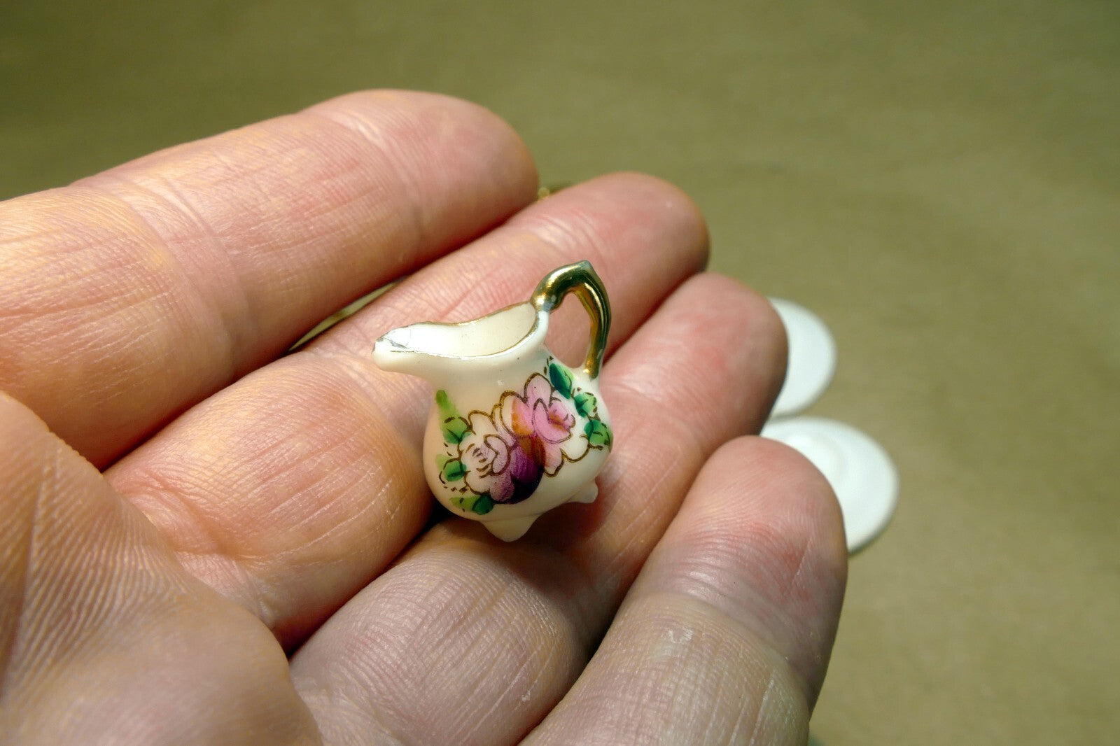 MINIATURE  CHINA VIOLETS FLOWERS PORCELAIN Tea Set JAPAN 7X11cm FLORAL DESIGN