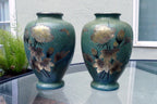 Pair Of Antique Japanese Brass Vases set of two mixed metal