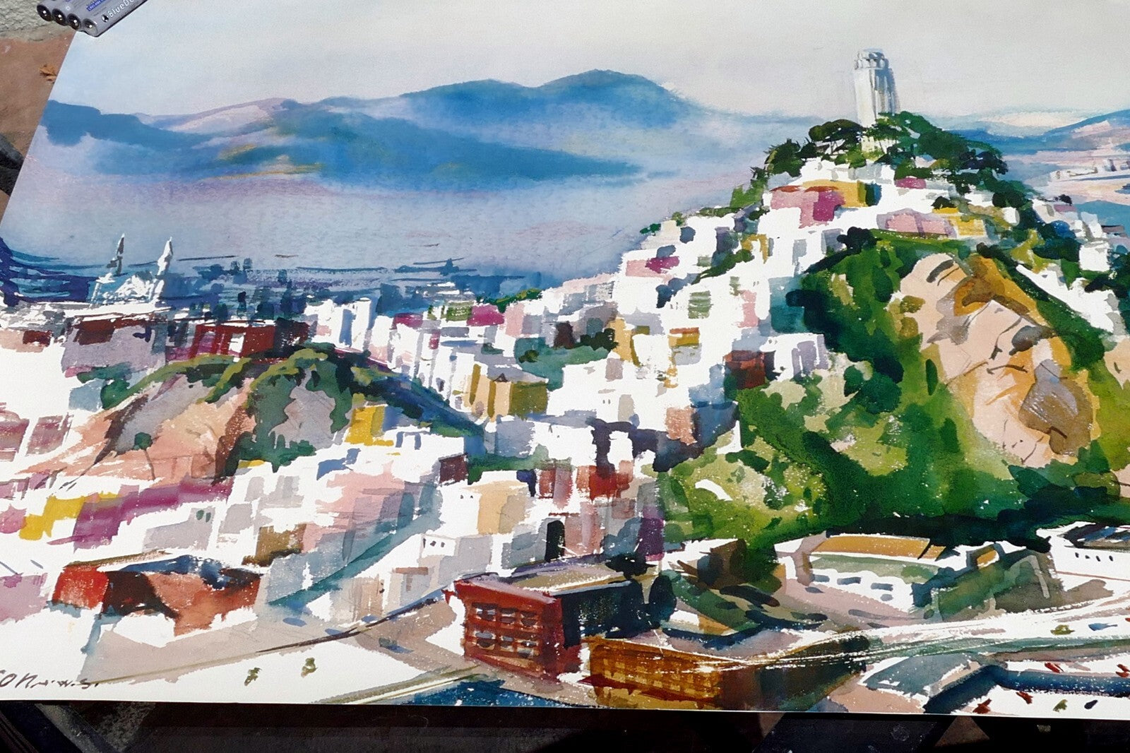 Coit tower san francisco watercolor print signed cecile johnson california usa