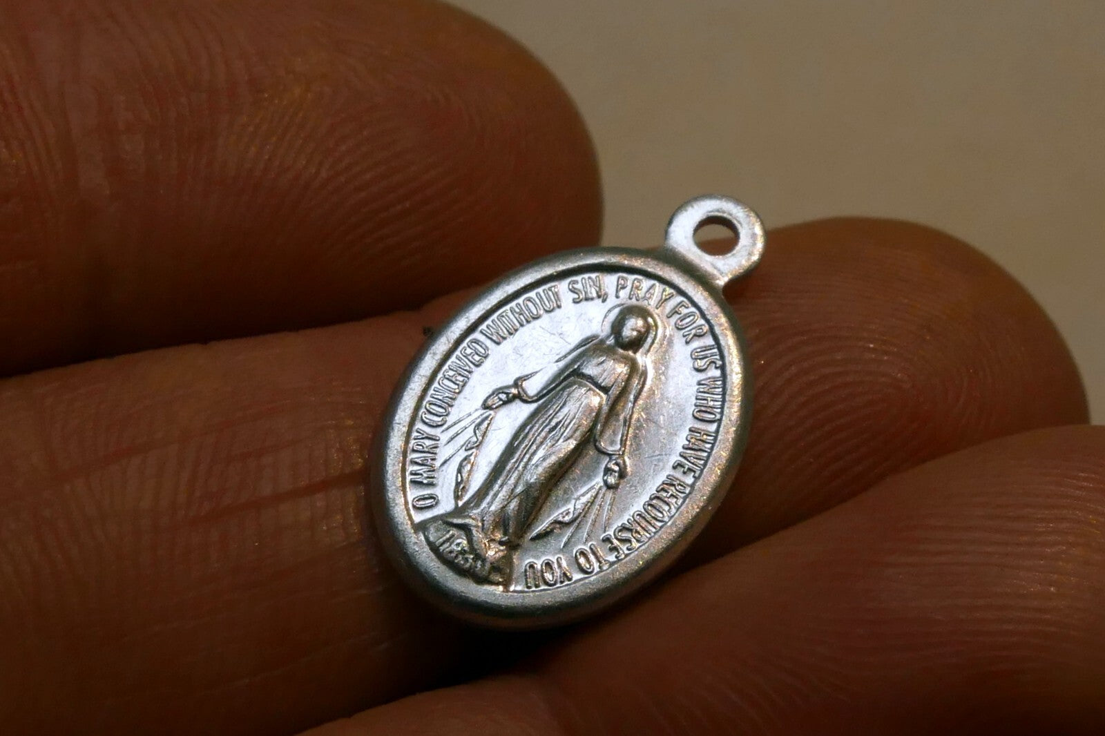 1830 O Mary Conceived Without Sin Pendant Charm pray for us vintage